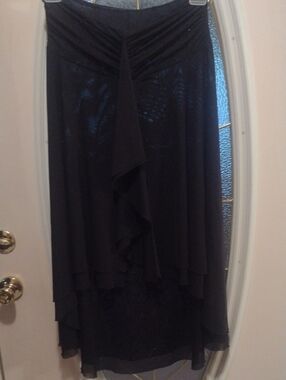 VENUS Black High-Low Layered Ruffle Skirt